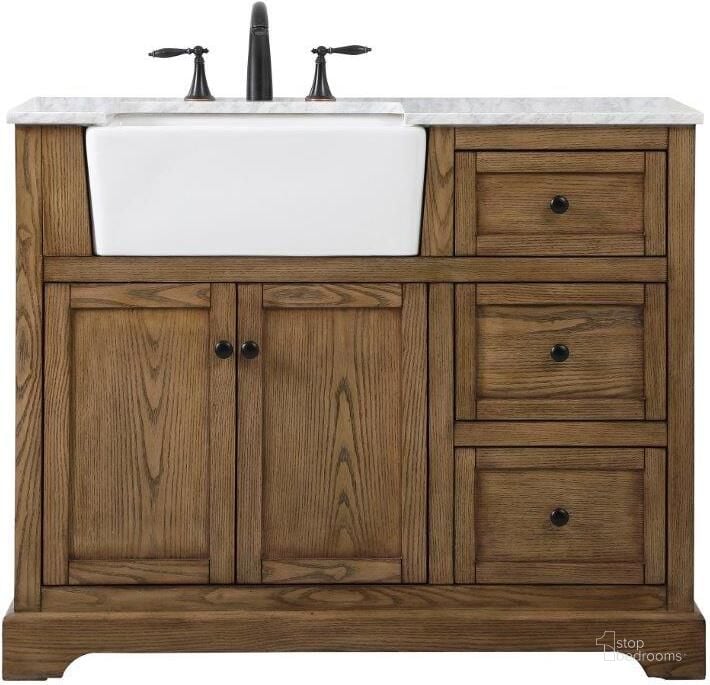 The appearance of Franklin 42 Inch Single Bathroom Vanity In Driftwood designed by Elegant Lighting in the country / farmhouse interior design. This driftwood piece of furniture  was selected by 1StopBedrooms from Franklin Collection to add a touch of cosiness and style into your home. Sku: VF60242DW. Material: Wood. Product Type: Bathroom Vanity. Image1