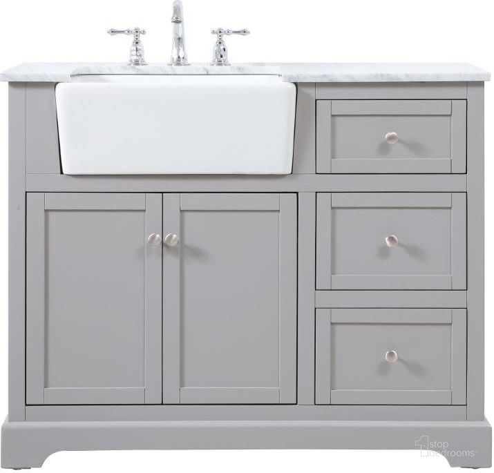 The appearance of Franklin 42 Inch Single Bathroom Vanity In Grey designed by Elegant Lighting in the country / farmhouse interior design. This grey piece of furniture  was selected by 1StopBedrooms from Franklin Collection to add a touch of cosiness and style into your home. Sku: VF60242GR. Material: Wood. Product Type: Bathroom Vanity. Image1