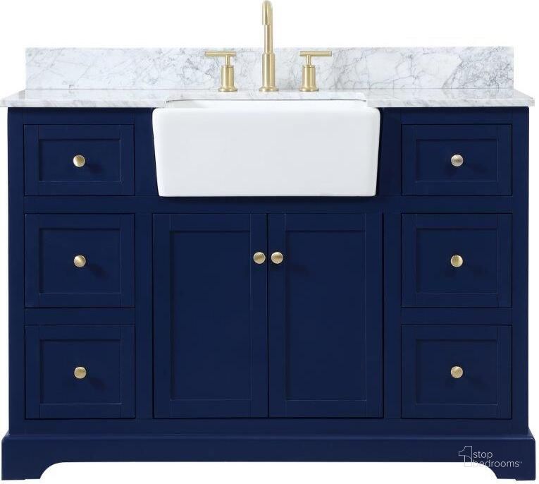 The appearance of Franklin 48 Inch Single Bathroom Vanity In Blue VF60248BL-BS designed by Elegant Lighting in the country / farmhouse interior design. This blue piece of furniture  was selected by 1StopBedrooms from Franklin Collection to add a touch of cosiness and style into your home. Sku: VF60248BL-BS. Material: Wood. Product Type: Bathroom Vanity. Image1
