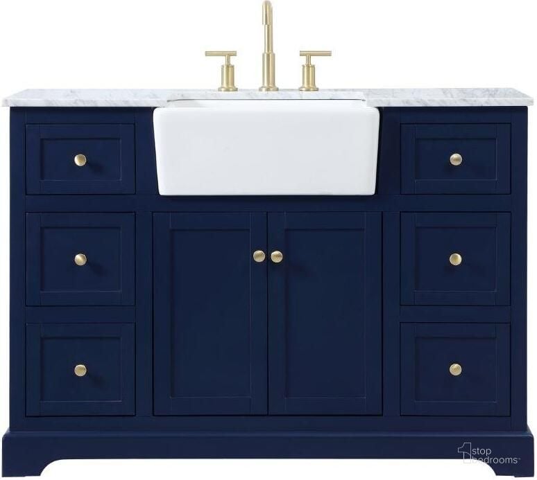 The appearance of Franklin 48 Inch Single Bathroom Vanity In Blue designed by Elegant Lighting in the country / farmhouse interior design. This blue piece of furniture  was selected by 1StopBedrooms from Franklin Collection to add a touch of cosiness and style into your home. Sku: VF60248BL. Material: Wood. Product Type: Bathroom Vanity. Image1