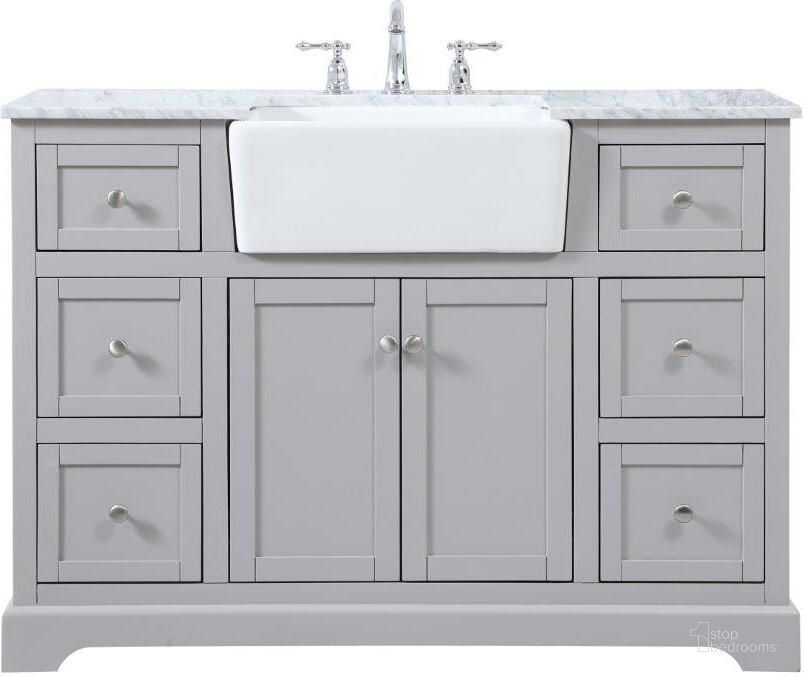 The appearance of Franklin 48 Inch Single Bathroom Vanity In Grey designed by Elegant Lighting in the country / farmhouse interior design. This grey piece of furniture  was selected by 1StopBedrooms from Franklin Collection to add a touch of cosiness and style into your home. Sku: VF60248GR. Material: Wood. Product Type: Bathroom Vanity. Image1