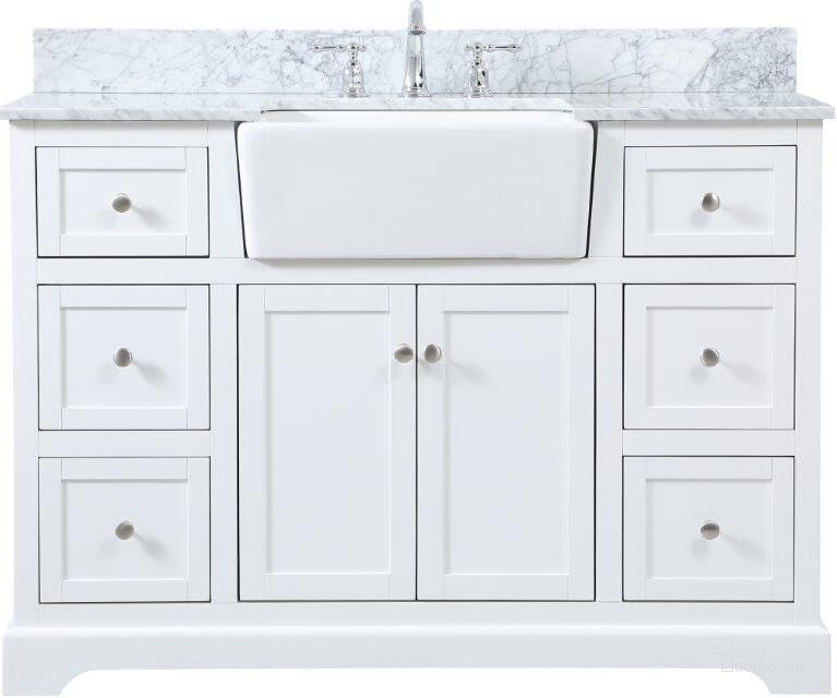 The appearance of Franklin 48 Inch Single Bathroom Vanity In White VF60248WH-BS designed by Elegant Lighting in the country / farmhouse interior design. This white piece of furniture  was selected by 1StopBedrooms from Franklin Collection to add a touch of cosiness and style into your home. Sku: VF60248WH-BS. Material: Wood. Product Type: Bathroom Vanity. Image1