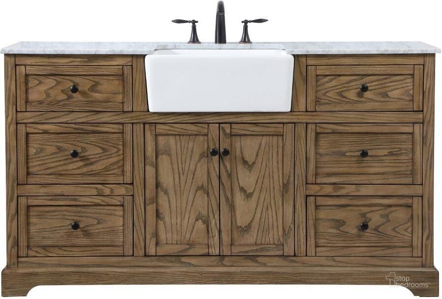 The appearance of Franklin 60 Inch Single Bathroom Vanity In Driftwood designed by Elegant Lighting in the country / farmhouse interior design. This driftwood piece of furniture  was selected by 1StopBedrooms from Franklin Collection to add a touch of cosiness and style into your home. Sku: VF60260DW. Material: Wood. Product Type: Bathroom Vanity. Image1
