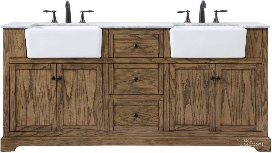 The appearance of Franklin 72 Inch Double Bathroom Vanity In Driftwood designed by Elegant Lighting in the country / farmhouse interior design. This driftwood piece of furniture  was selected by 1StopBedrooms from Franklin Collection to add a touch of cosiness and style into your home. Sku: VF60272DDW. Material: Wood. Product Type: Bathroom Vanity. Image1