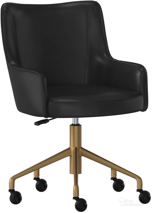 The appearance of Franklin Office Chair In Vintage Black designed by Sunpan in the modern / contemporary interior design. This vintage black piece of furniture  was selected by 1StopBedrooms from Franklin Collection to add a touch of cosiness and style into your home. Sku: 108728. Material: Faux Leather. Product Type: Office Chair. Image1