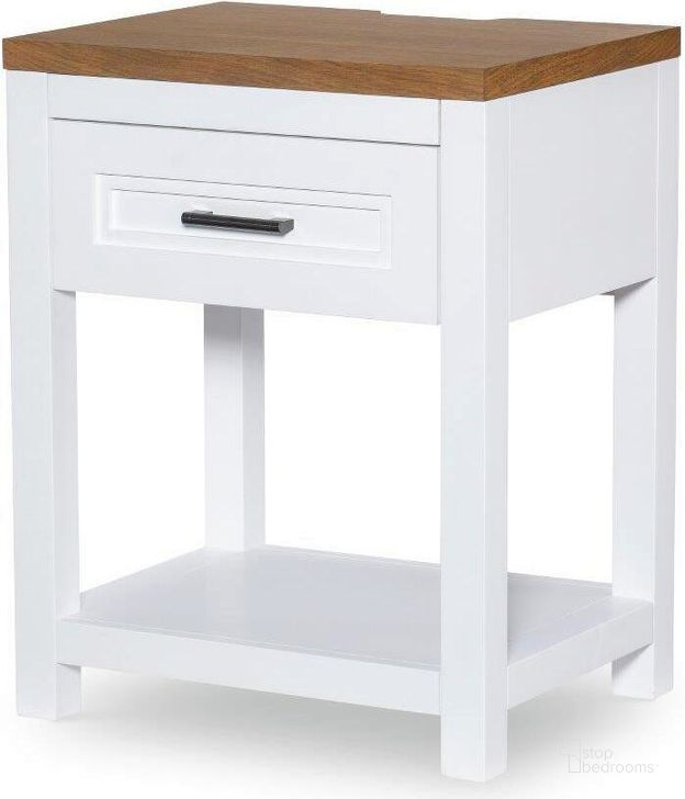 The appearance of Franklin White Open Nightstand designed by Legacy Classic in the modern / contemporary interior design. This white piece of furniture  was selected by 1StopBedrooms from Franklin Collection to add a touch of cosiness and style into your home. Sku: 1561-3101. Product Type: Nightstand. Material: Wood Veneer. Image1