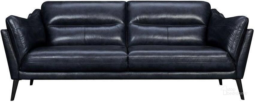 Armen Living Franz 87 in. Modern Blue Leather Sofa LCFR3MBLU - The