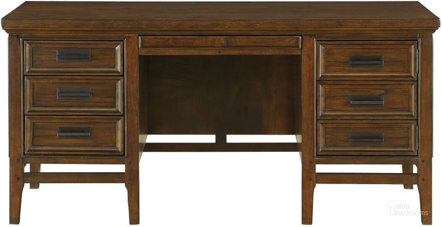 The appearance of Frazier Brown Cherry Executive Desk designed by Homelegance in the transitional interior design. This brown piece of furniture  was selected by 1StopBedrooms from Frazier Collection to add a touch of cosiness and style into your home. Sku: 1649-17. Material: Wood. Product Type: Executive Desk. Image1