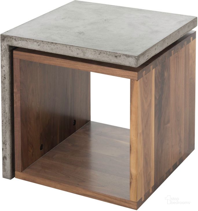 The appearance of Freddie Side Table In Grey and Silver designed by Sonder Living in the modern / contemporary interior design. This grey and silver piece of furniture  was selected by 1StopBedrooms from  to add a touch of cosiness and style into your home. Sku: FG0701114. Product Type: Side Table. Material: Concrete. Image1