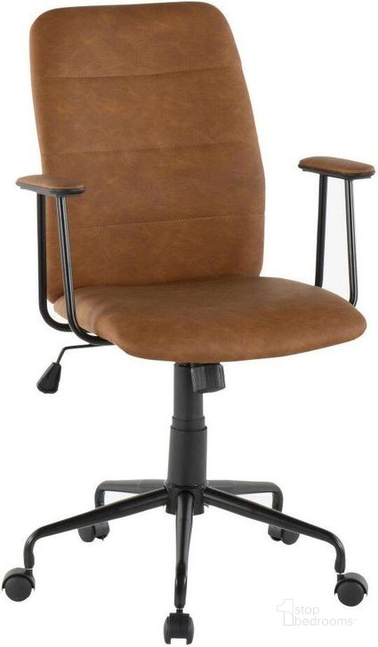 The appearance of Fredrick Contemporary Office Chair In Brown Faux Leather designed by Lumisource in the modern / contemporary interior design. This black piece of furniture  was selected by 1StopBedrooms from Fredrick Collection to add a touch of cosiness and style into your home. Sku: OC-FRED BK+BN. Product Type: Office Chair. Material: PU. Image1