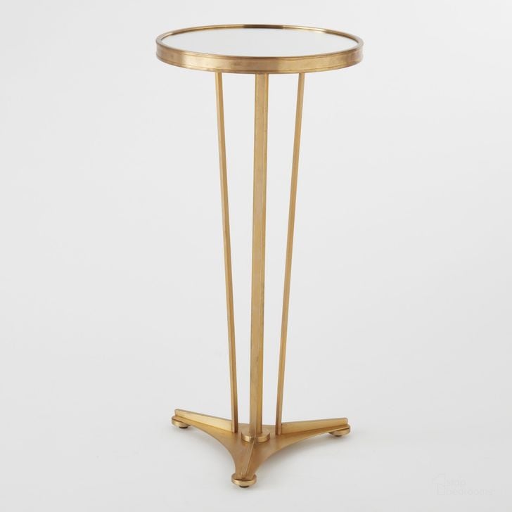 The appearance of French Moderne Side Table In Antique Brass designed by Global Views in the modern / contemporary interior design. This brass piece of furniture  was selected by 1StopBedrooms from French Collection to add a touch of cosiness and style into your home. Sku: 8.80509. Product Type: Side Table. Material: Brass. Image1