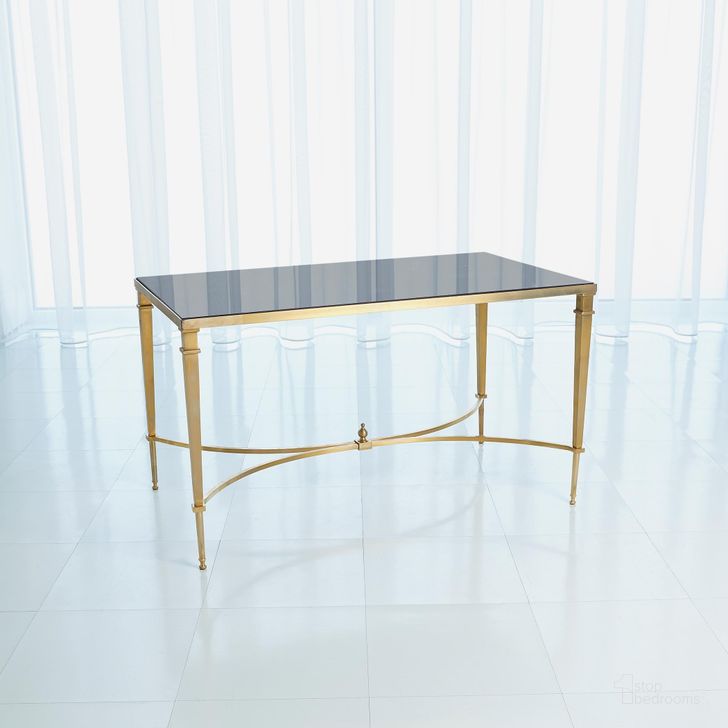 The appearance of French Square Leg Cocktail Table In Brass designed by Global Views in the modern / contemporary interior design. This brass piece of furniture  was selected by 1StopBedrooms from French Collection to add a touch of cosiness and style into your home. Sku: 8.80035. Material: Granite. Product Type: Cocktail Table. Image1