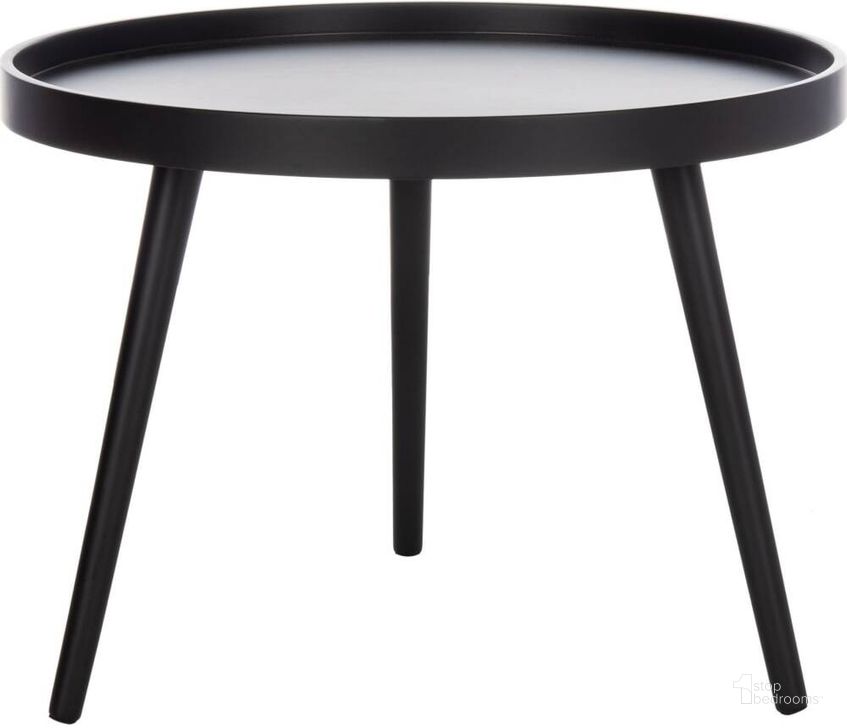 The appearance of Fritz Black Round Tray Top Side Table designed by Safavieh in the modern / contemporary interior design. This black piece of furniture  was selected by 1StopBedrooms from Fritz Collection to add a touch of cosiness and style into your home. Sku: ACC4204A. Material: Wood. Product Type: Accent Table. Image1