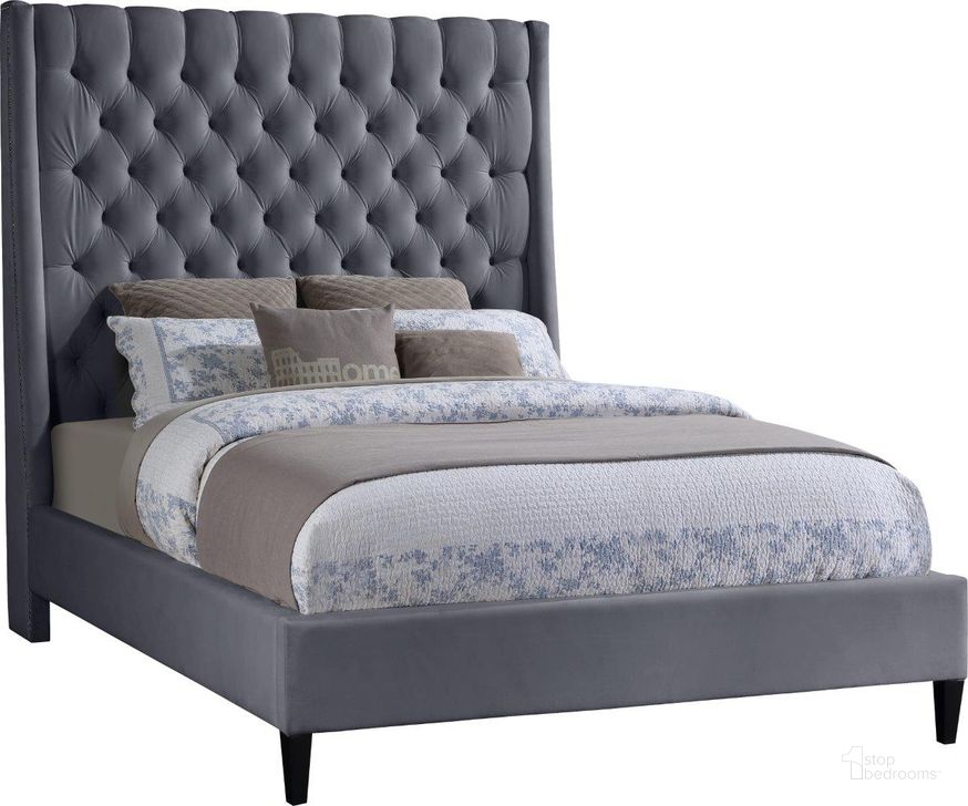 The appearance of Fritz Grey Full Bed designed by Meridian in the modern / contemporary interior design. This grey velvet piece of furniture  was selected by 1StopBedrooms from Fritz Collection to add a touch of cosiness and style into your home. Sku: FritzGrey-F-1;FritzGrey-F-2. Bed Type: Platform Bed. Product Type: Platform Bed. Bed Size: Full. Material: Velvet. Image1