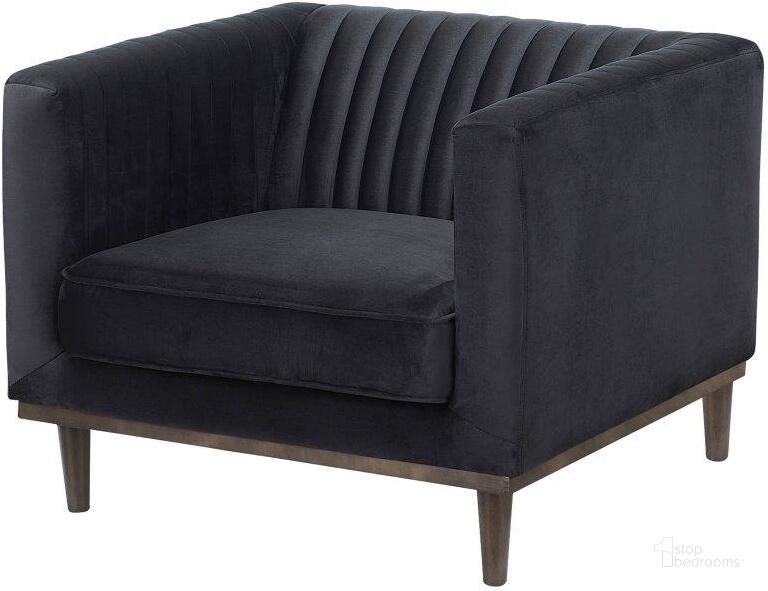 The appearance of Fritz Sage Club Chair In Black Velvet designed by LH Imports in the modern / contemporary interior design. This black piece of furniture  was selected by 1StopBedrooms from Fritz Collection to add a touch of cosiness and style into your home. Sku: FZ-08BV. Product Type: Chair. Material: Plywood. Image1