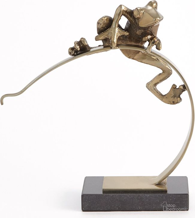 The appearance of Frog On Reed In Bronze designed by Global Views in the modern / contemporary interior design. This bronze piece of furniture  was selected by 1StopBedrooms from Frog Collection to add a touch of cosiness and style into your home. Sku: 8.83007. Product Type: Decorative Accessory. Material: Brass. Image1