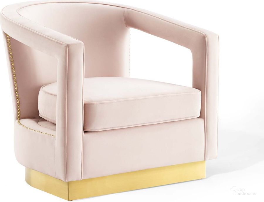 The appearance of Frolick Pink Performance Velvet Arm Chair designed by Modway in the modern / contemporary interior design. This pink piece of furniture  was selected by 1StopBedrooms from Frolick Collection to add a touch of cosiness and style into your home. Sku: EEI-3888-PNK. Material: Wood. Product Type: Living Room Chair. Image1