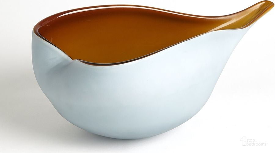 The appearance of Frosted Blue Large Bowl With Amber Casing designed by Global Views in the modern / contemporary interior design. This blue piece of furniture  was selected by 1StopBedrooms from Frosted Collection to add a touch of cosiness and style into your home. Sku: 8.82933. Material: Glass. Product Type: Bowl. Image1