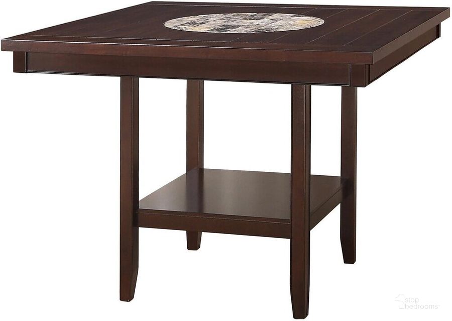 The appearance of Fulton Counter Height Table designed by Crown Mark in the transitional interior design. This dark brown piece of furniture  was selected by 1StopBedrooms from Fulton Collection to add a touch of cosiness and style into your home. Sku: 2727T-4848-V. Table Top Shape: Square. Material: Wood. Product Type: Counter Height Table. Image1