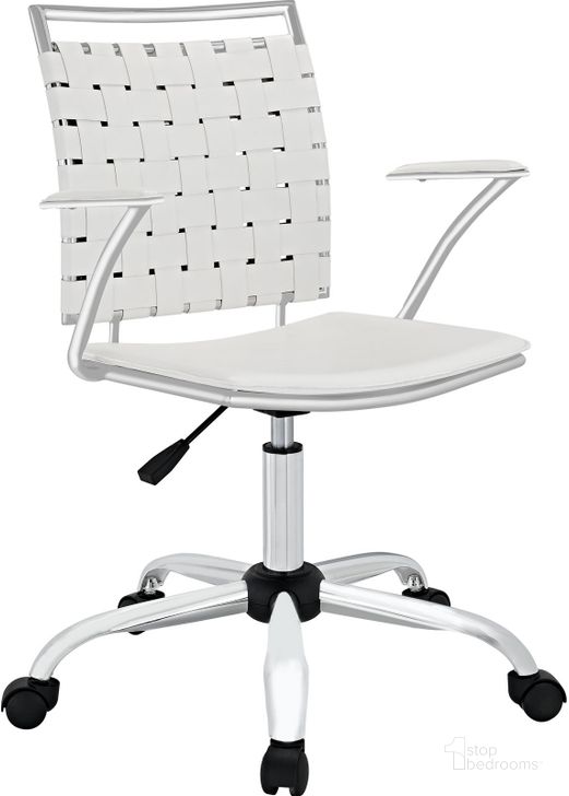 The appearance of Fuse White Office Chair EEI-1109-WHI designed by Modway in the modern / contemporary interior design. This white piece of furniture  was selected by 1StopBedrooms from Fuse Collection to add a touch of cosiness and style into your home. Sku: EEI-1109-WHI. Material: Wood. Product Type: Office Chair. Image1