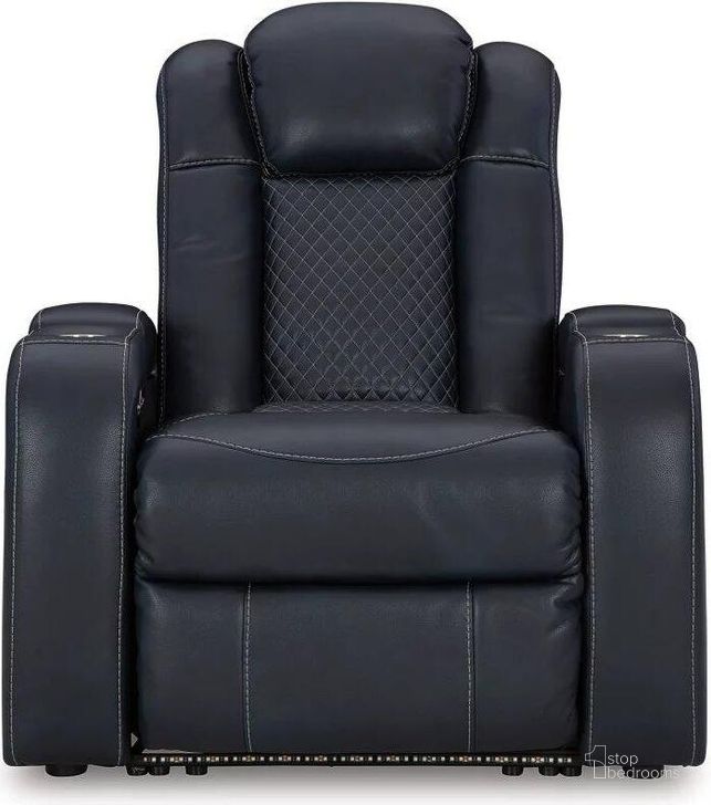 The appearance of Fyne-Dyme Power Recliner In Sapphire designed by Signature Design by Ashley in the modern / contemporary interior design. This sapphire piece of furniture  was selected by 1StopBedrooms from Fyne-Dyme Collection to add a touch of cosiness and style into your home. Sku: 3660313. Material: Fabric. Product Type: Recliner. Image1