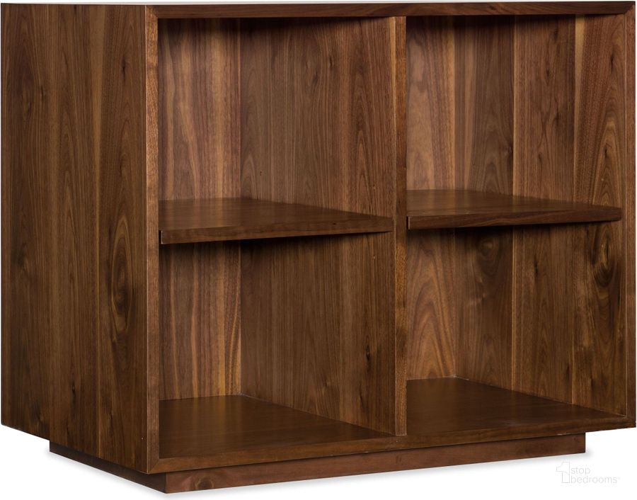 The appearance of Elon Brown Bunching Short Bookcase designed by Hooker in the transitional interior design. This brown piece of furniture  was selected by 1StopBedrooms from Elon Collection to add a touch of cosiness and style into your home. Sku: 1650-10245-MWD. Material: Wood. Product Type: Standard Bookcase. Image1
