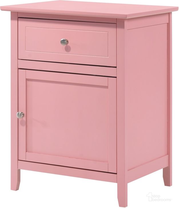 The appearance of Glory Furniture Izzy 1 Drawer /1 Door Nightstand, Pink designed by Glory in the modern / contemporary interior design. This pink piece of furniture  was selected by 1StopBedrooms from Izzy Collection to add a touch of cosiness and style into your home. Sku: G1404-N-Nightstand. Material: Wood. Product Type: Nightstand. Image1