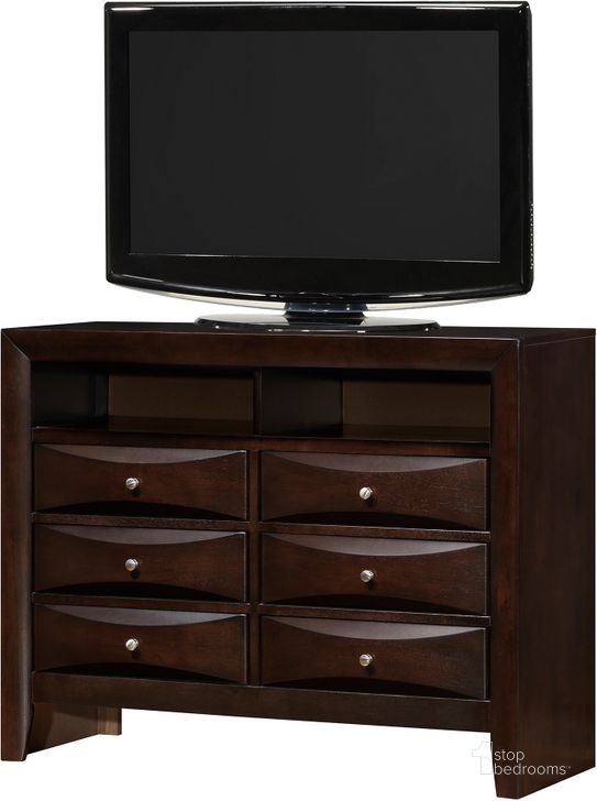 The appearance of Glory Furniture Tv Chest in Cappaccino designed by Glory in the transitional interior design. This cappuccino piece of furniture  was selected by 1StopBedrooms from G1525 Collection to add a touch of cosiness and style into your home. Sku: G1525-TV2-Media Chest. Material: Wood. Product Type: Media Chest.