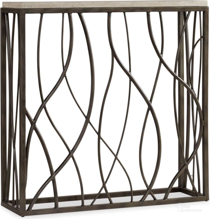 The appearance of Thin Metal Console Table designed by Hooker in the transitional interior design. This black piece of furniture  was selected by 1StopBedrooms from Thin Collection to add a touch of cosiness and style into your home. Sku: 5373-85001. Product Type: Console Table. Material: Stone. Image1
