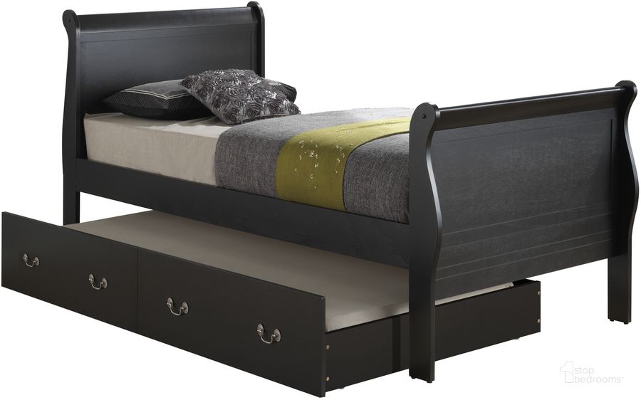 The appearance of Glory Furniture G3150 Twin Trundle Bed in Black designed by Glory in the traditional interior design. This black piece of furniture  was selected by 1StopBedrooms from G3150 Collection to add a touch of cosiness and style into your home. Sku: G3150G-TTB-Twin Trundle Bed Headboard & Footboard;G3150G-TTB-Twin Trundle Bed Rails;G3150G-TTB-Trundle Bed Frame for Full/Twin;G3150G-TTB-Trundle Bed Boards For Full/Twin. Material: Wood. Bed Size: Twin. Product Type: Trundle Bed. Image1