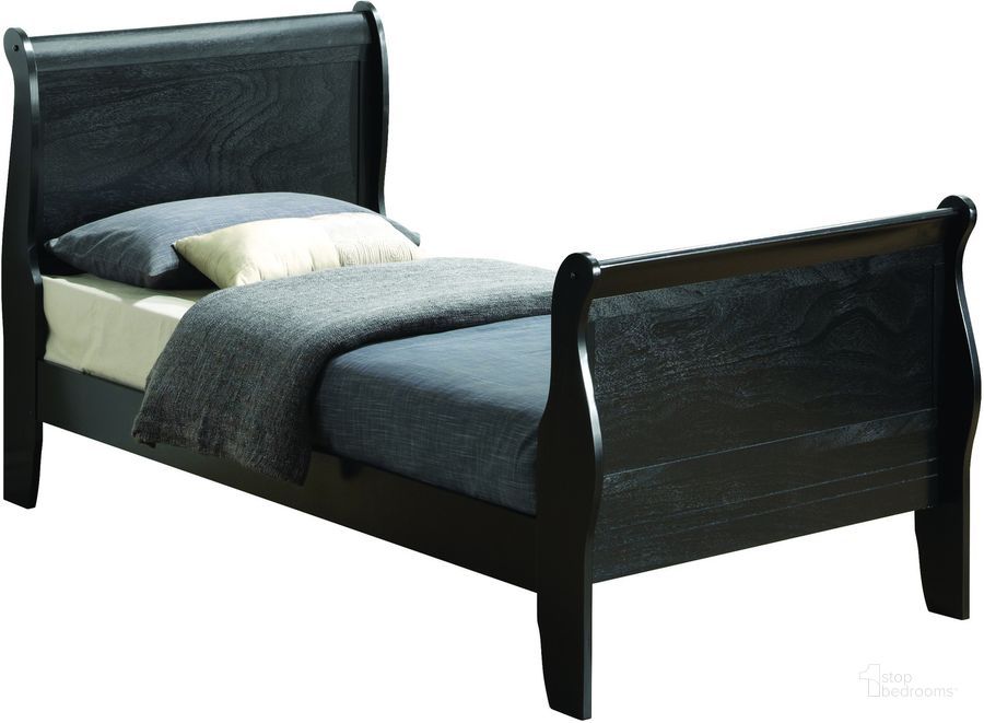 The appearance of Glory Furniture G3150 Twin Bed in Black designed by Glory in the traditional interior design. This black piece of furniture  was selected by 1StopBedrooms from G3150 Collection to add a touch of cosiness and style into your home. Sku: G3150A-TB-Twin Bed  Headboard & Footboard;G3150A-TB-Twin Bed  Rails. Bed Type: Sleigh Bed. Material: Wood. Product Type: Sleigh Bed. Bed Size: Twin. Image1