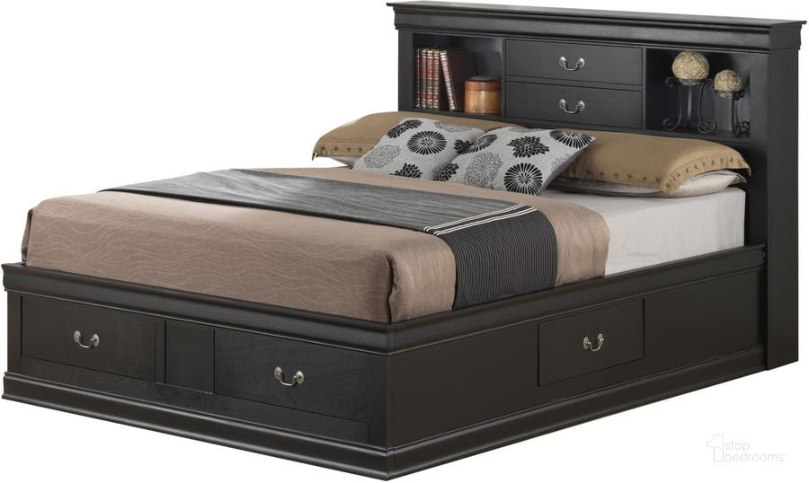 The appearance of Glory Furniture King Storage Bed in Black G3150B-KSB designed by Glory in the traditional interior design. This black piece of furniture  was selected by 1StopBedrooms from G3150 Collection to add a touch of cosiness and style into your home. Sku: G3150B-KSB-King Storage Bed  Headboard;G3150B-KSB-King Storage Bed  Footboard;G3150B-KSB-King Storage Bed  Rails;G3150B-KSB-King Storage Bed  Drawers for Rails;G3150B-KSB-King Storage Bed  Drawers for Footboard. Bed Type: Storage Bed. Material: Wood. Product Type: Storage Bed. Bed Size: King. Image1