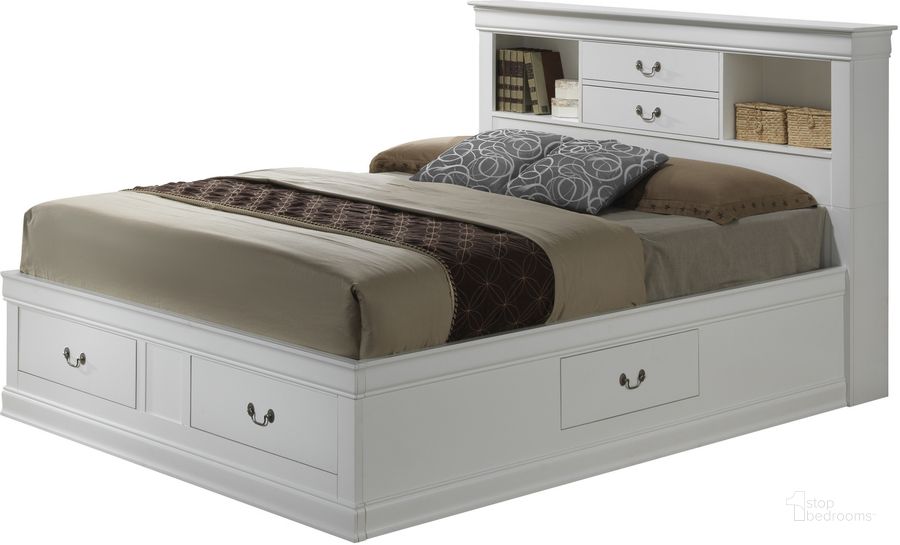 The appearance of Glory Furniture G3190 Full Storage Bed in White designed by Glory in the traditional interior design. This white piece of furniture  was selected by 1StopBedrooms from G3190 Collection to add a touch of cosiness and style into your home. Sku: G3190B-FSB-Full Storage Bed  Headboard;G3190B-FSB-Full Storage Bed  Footboard;G3190B-FSB-Full Storage Bed  Rails;G3190B-FSB-Full Storage Bed  Drawers for Rails;G3190B-FSB-Full Storage Bed  Drawers for Footboard. Bed Type: Storage Bed. Material: Wood. Product Type: Storage Bed. Bed Size: Full. Image1