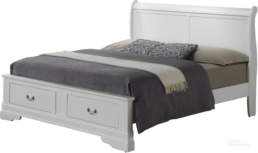The appearance of Glory Furniture G3190 Full Low Profile Storage Bed in White designed by Glory in the traditional interior design. This white piece of furniture  was selected by 1StopBedrooms from G3190 Collection to add a touch of cosiness and style into your home. Sku: G3190D-FSB2-Full  Bed  Headboard;G3190D-FSB2-Full Bed  Footboard;G3190D-FSB2-Full Bed  Rails;G3190D-FSB2-Full Bed  Footboard Drawers. Bed Type: Storage Bed. Material: Wood. Product Type: Storage Bed. Bed Size: Full. Image1