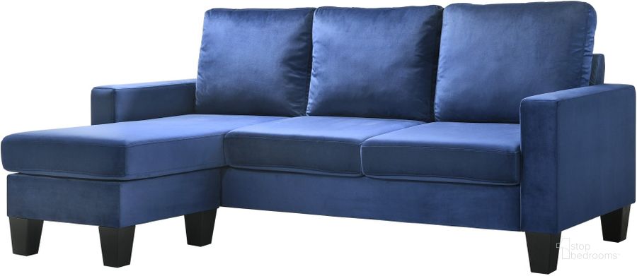 The appearance of Glory Furniture Jessica Sofa Chaise, Navy Blue designed by Glory in the modern / contemporary interior design. This navy blue piece of furniture  was selected by 1StopBedrooms from Jessica Collection to add a touch of cosiness and style into your home. Sku: G0514-SCH-BACK REST, LEGS, SEAT PANEL SUPPORT, FRONT RAILS, SEAT PANEL, CHAISE BASE;G0514-SCH-LEFT AND RIGHT ARM, BACK PILLOW, CHAISE CUSHION, SEAT CUSHION, PILLOW CASES, COVER CLOTH, AI.. Material: Wood. Product Type: Sofa Chaise. Image1