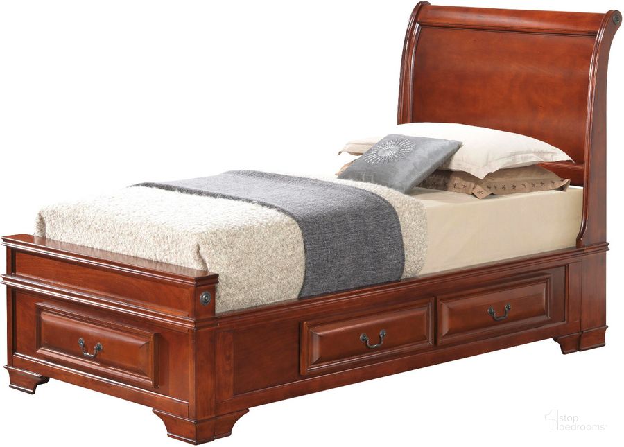 The appearance of G8850A Sleigh Storage Bed (Full) designed by Glory in the traditional interior design. This cherry piece of furniture  was selected by 1StopBedrooms from G8850 Collection to add a touch of cosiness and style into your home. Sku: G8850A-FB-Full  Bed  Headboard;G8850A-FB-Full Storage Bed  Footboard;G8850A-FB-Full Storage Bed  Rails;G8850A-FB-Full Storage Bed  Drawers for Rails;G8850A-FB-Full Storage Bed  Drawers for Rails;G8850A-FB-Full Storage Bed  Drawers for Footboard. Bed Type: Storage Bed. Material: Wood. Product Type: Storage Bed. Bed Size: Full. Image1