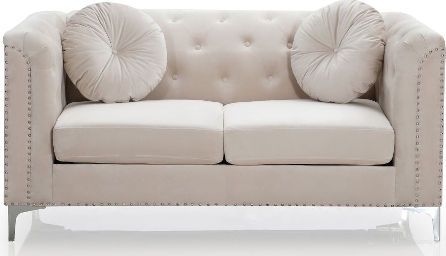 The appearance of Glory Furniture Pompano Loveseat, Ivory designed by Glory in the modern / contemporary interior design. This ivory piece of furniture  was selected by 1StopBedrooms from Pompano Collection to add a touch of cosiness and style into your home. Sku: G898A-L-BACK REST, SEAT PANEL SUPPORT, FRONT RAILS, SEAT PANEL.;G898A-L-ARMS, LEGS, SEAT CUSHION, PILLOW, HARDWARE. Material: Wood. Product Type: Loveseat. Image1