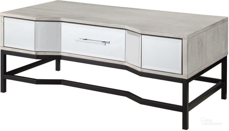 The appearance of Gabby One Drawer Cocktail Table designed by Coast to Coast in the glam interior design. This white piece of furniture  was selected by 1StopBedrooms from Gabby Collection to add a touch of cosiness and style into your home. Sku: 51544. Material: Wood. Product Type: Cocktail Table. Image1