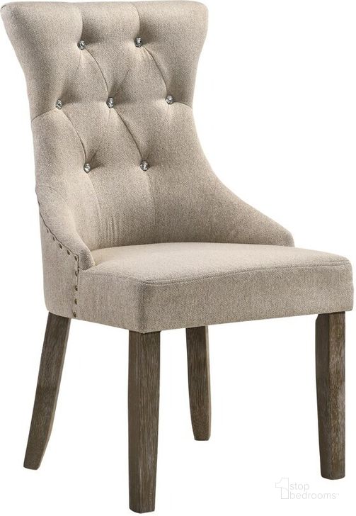 The appearance of Gabrian Fabric and Reclaimed Gray Dining Chair - Set of 2 designed by ACME in the transitional interior design. This gray piece of furniture  was selected by 1StopBedrooms from Gabrian Collection to add a touch of cosiness and style into your home. Sku: 60173. Material: Wood. Product Type: Dining Chair.