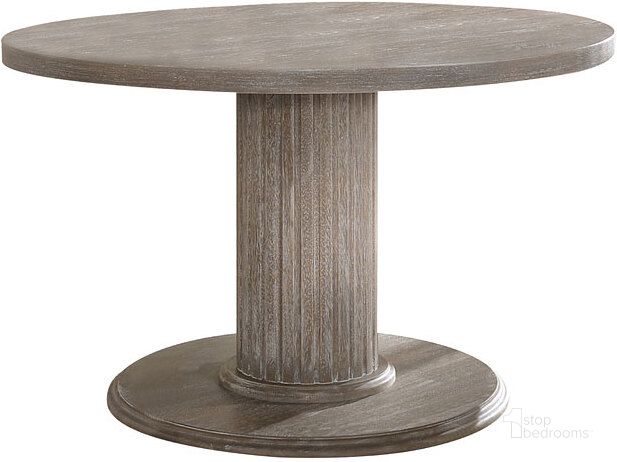 The appearance of Gabrian Round Dining Table designed by ACME in the transitional interior design. This gray piece of furniture  was selected by 1StopBedrooms from Gabrian Collection to add a touch of cosiness and style into your home. Sku: 71725T;71726ST. Table Base Style: Pedestal. Table Top Shape: Round. Material: Wood. Product Type: Dining Table. Size: 47". Image1