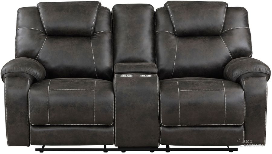 The appearance of Gainesville Double Glider Reclining Love Seat with Center Console In Brown designed by Homelegance in the transitional interior design. This brown piece of furniture  was selected by 1StopBedrooms from Gainesville Collection to add a touch of cosiness and style into your home. Sku: 8560PM-2. Material: Microfiber. Product Type: Reclining Loveseat. Image1