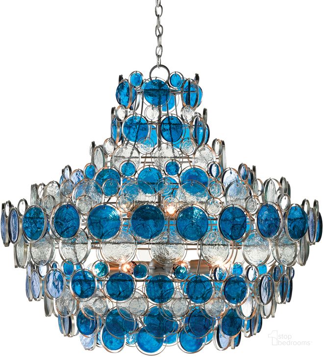 The appearance of Galahad Large Blue Recycled Glass Chandelier designed by Currey & Company in the modern / contemporary interior design. This blue piece of furniture  was selected by 1StopBedrooms from Galahad Collection to add a touch of cosiness and style into your home. Sku: 9000-0723. Product Type: Chandelier. Material: Iron.