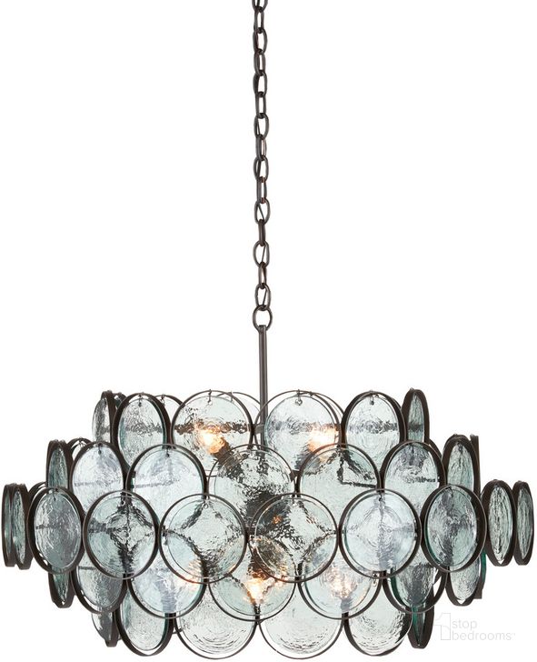 The appearance of Galahad Small Recycled Glass Chandelier In Bronze designed by Currey & Company in the modern / contemporary interior design. This bronze piece of furniture  was selected by 1StopBedrooms from Galahad Collection to add a touch of cosiness and style into your home. Sku: 9000-0880. Product Type: Chandelier. Material: Iron. Image1