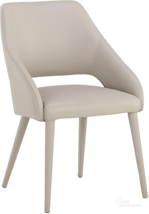 The appearance of Galen Dining Chair In Linea Light Grey Leather designed by Sunpan in the modern / contemporary interior design. This light grey piece of furniture  was selected by 1StopBedrooms from Galen Collection to add a touch of cosiness and style into your home. Sku: 110790. Material: Leather. Product Type: Dining Chair. Image1