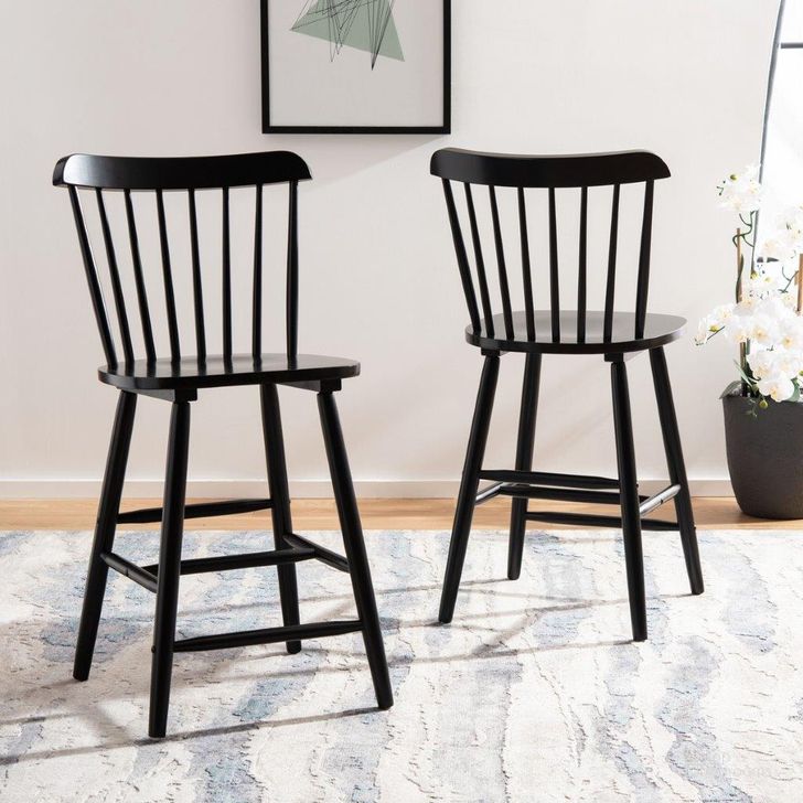 The appearance of Galena Counter Stool BST8503B designed by Safavieh in the modern / contemporary interior design. This black piece of furniture  was selected by 1StopBedrooms from Galena Collection to add a touch of cosiness and style into your home. Sku: BST8503B-SET2. Product Type: Barstool. Material: Rubberwood. Image1
