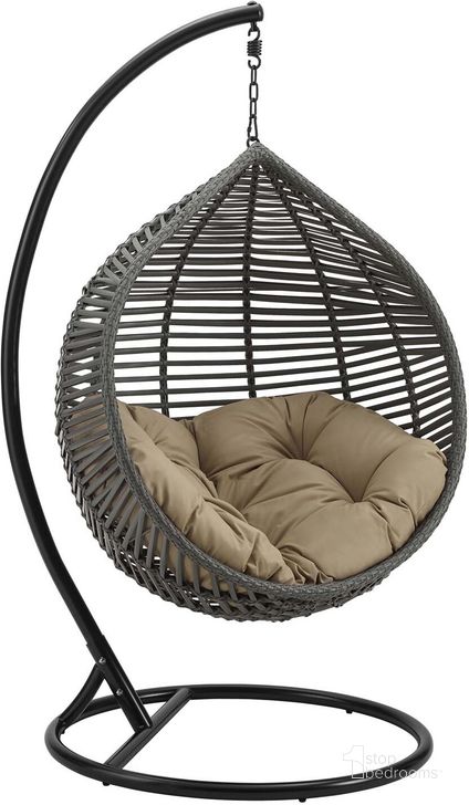 The appearance of Garner Gray Mocha Teardrop Outdoor Patio Swing Chair designed by Modway in the modern / contemporary interior design. This gray mocha piece of furniture  was selected by 1StopBedrooms from Garner Collection to add a touch of cosiness and style into your home. Sku: EEI-3614-GRY-MOC. Material: Rattan. Product Type: Outdoor Chair. Image1