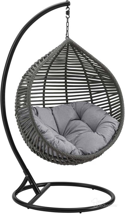 The appearance of Garner Gray Teardrop Outdoor Patio Swing Chair designed by Modway in the modern / contemporary interior design. This gray piece of furniture  was selected by 1StopBedrooms from Garner Collection to add a touch of cosiness and style into your home. Sku: EEI-3614-GRY-GRY. Material: Rattan. Product Type: Outdoor Chair. Image1