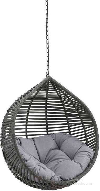 The appearance of Garner Teardrop Outdoor Patio Swing Chair Without Stand EEI-3637-GRY-GRY designed by Modway in the modern / contemporary interior design. This gray and beige piece of furniture  was selected by 1StopBedrooms from Garner Collection to add a touch of cosiness and style into your home. Sku: EEI-3637-GRY-GRY. Material: Rattan. Product Type: Outdoor Swing Chair. Image1