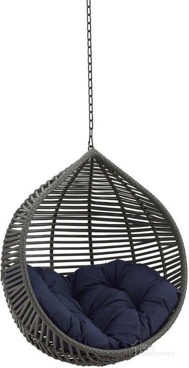 The appearance of Garner Teardrop Outdoor Patio Swing Chair Without Stand EEI-3637-GRY-NAV designed by Modway in the modern / contemporary interior design. This gray navy piece of furniture  was selected by 1StopBedrooms from Garner Collection to add a touch of cosiness and style into your home. Sku: EEI-3637-GRY-NAV. Material: Rattan. Product Type: Outdoor Swing Chair. Image1