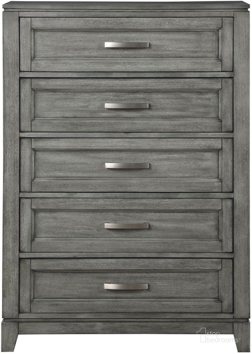 The appearance of Garretson Bedroom Chest In Gray designed by Homelegance in the transitional interior design. This gray piece of furniture  was selected by 1StopBedrooms from Garretson Collection to add a touch of cosiness and style into your home. Sku: 1450-9. Product Type: Chest. Image1
